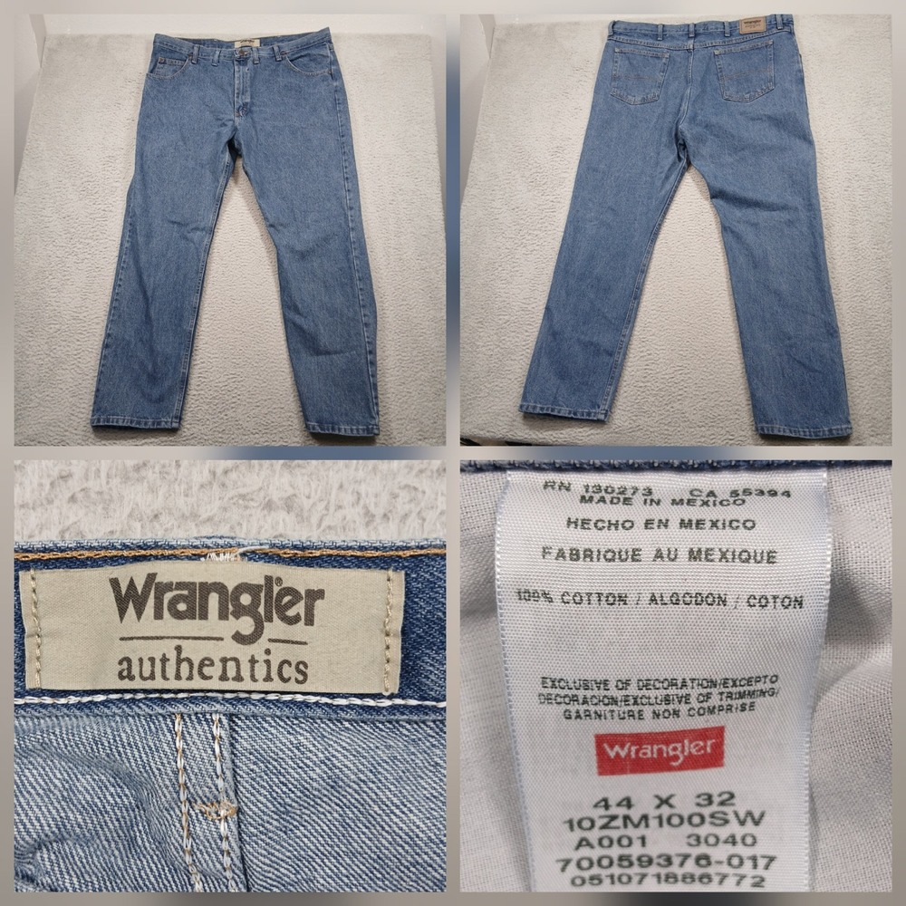 Wrangler Authentics Men's Jeans 44x32 Regular Fit‎ Denim Made in Mexico